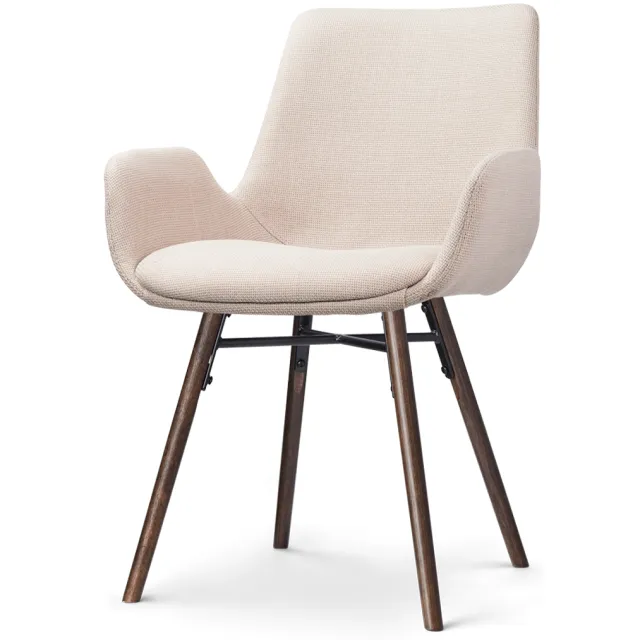 Nolon Nena-Eef eetkamerstoel beige - walnoot houten onderstel