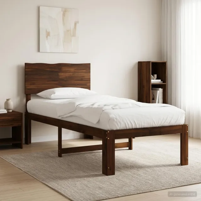 vidaXL Eenpersoonsbed met hoofdbord ROSTOCK Donkerbruin 75 x 190 cm bruin