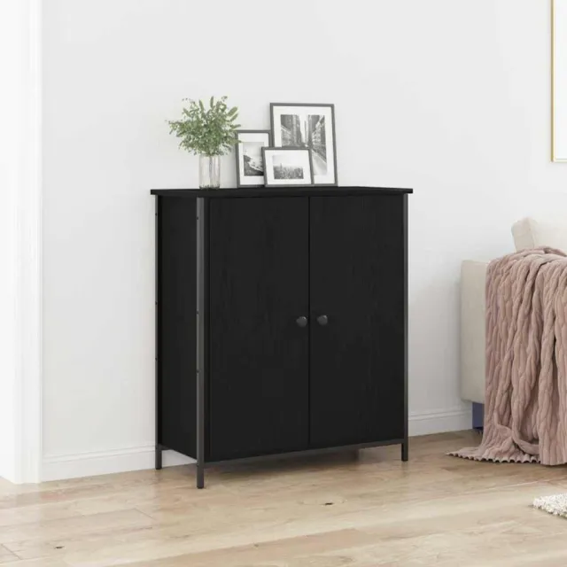 vidaXL Dressoir Zwart Eiken 70 x 30 x 80 cm Bewerkt hout