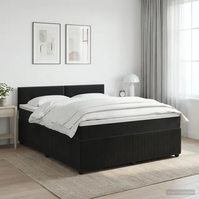 vidaXL Boxspringbed met matras Zwart 140 x 200 cm Fluweel