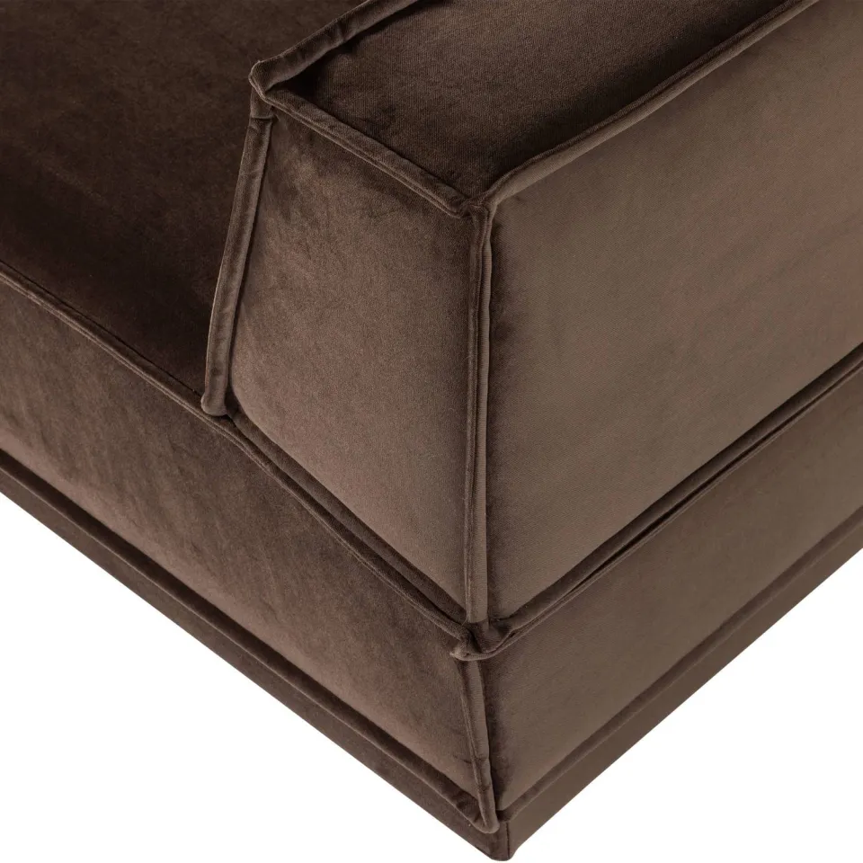 WOOOD Manu Chaise Longue Bank Links - Velvet - Bruin - 73x286x160, foto 6