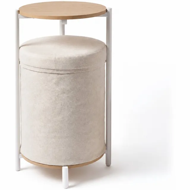 hjh LIVING Salontafel incl. 2 zitkrukken met opbergruimte Nestup 1 wit / eiken hjh LIVING Wit/Eiken