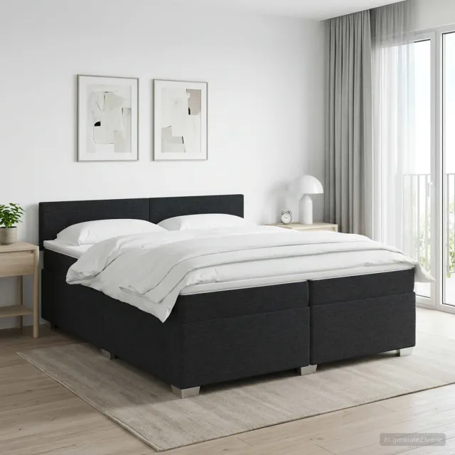 vidaXL Boxspringbed met matras met hoofdeinde Zwart 200 x 200 cm Stof