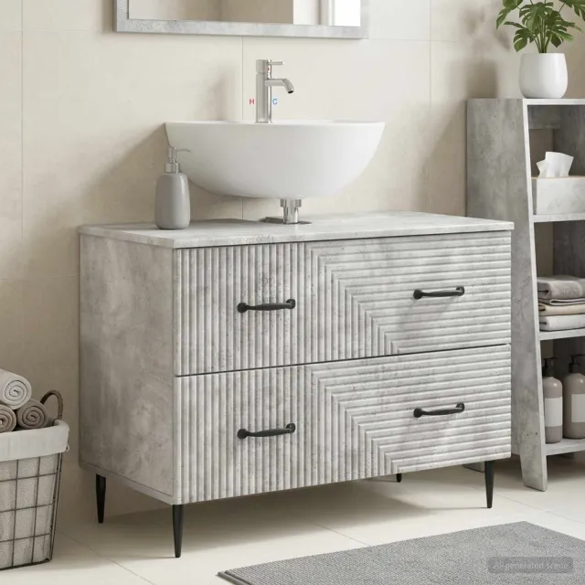 vidaXL Badkamer wastafelkast HAARLEM Betongrijs 82 x 41 x 58,5 cm grijs, foto 2