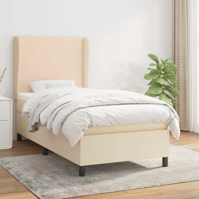vidaXL Boxspring met matras stof crèmekleurig 90x190 cm