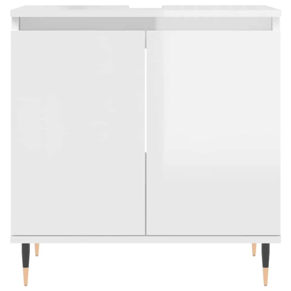 vidaXL Badkamerkast 58x33x60 cm bewerkt hout hoogglans wit