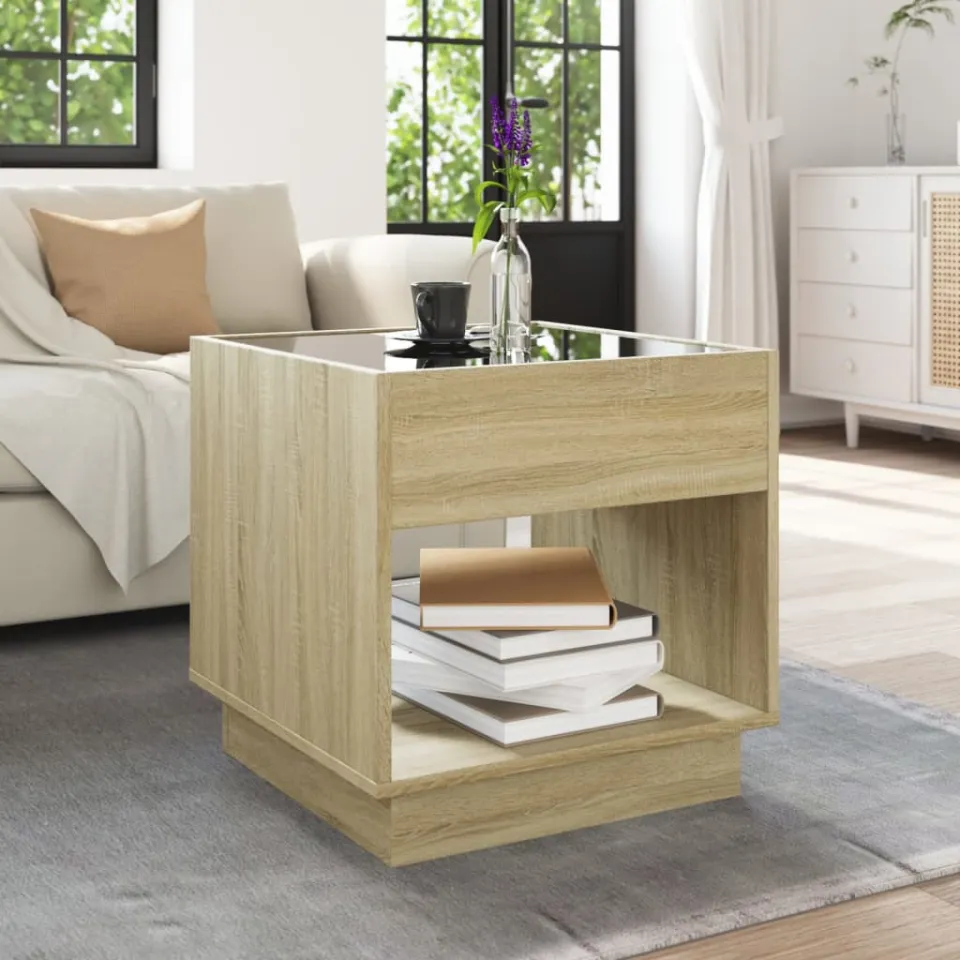 vidaXL Salontafel met Infinity LED 50x50x50 cm sonoma eikenkleurig, foto 4
