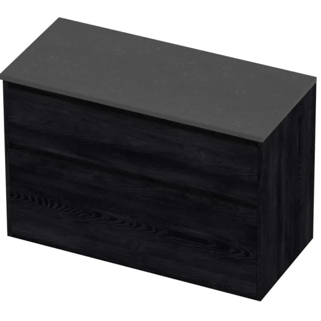 Proline Deck Badmeubelset Hardsteen Greeploos Asymmetrisch Kader 100x46x67 cm Blue Stone Black Oak Eiken