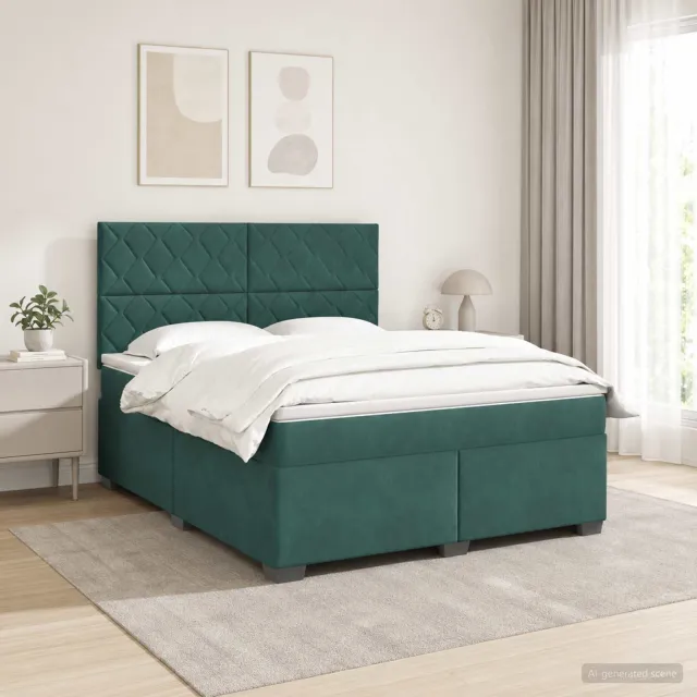 vidaXL Boxspringbed met matras Donkergroen 140 x 190 cm Fluweel