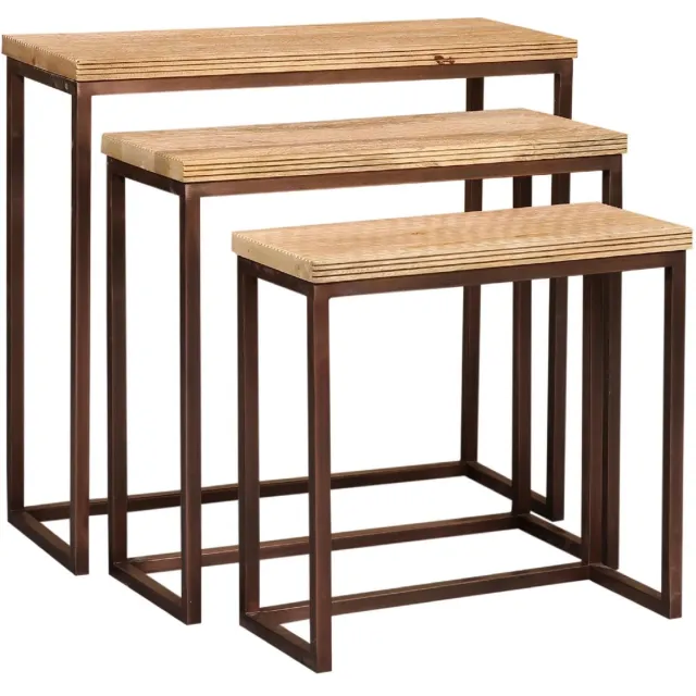 PTMD Bijzettafel Zoah - Bruin - 70x29x65cm - Set van 3