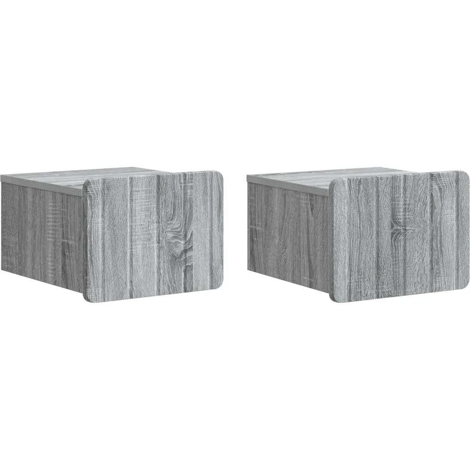 vidaXL Wandbeugel Bedkast 2 st Grijs sonoma 33 x 34,5 x 24 cm