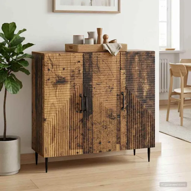 vidaXL Dressoir Oud hout 89 x 34,5 x 80 cm Bewerkt hout bruin, foto 2