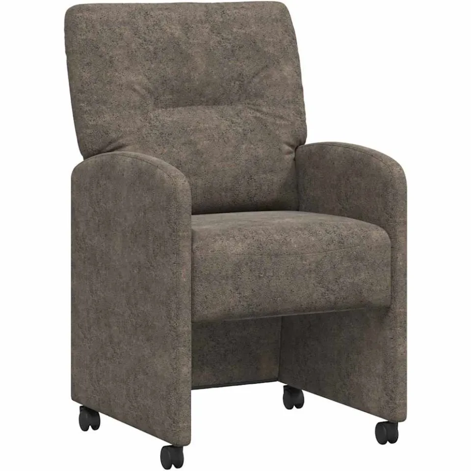 vidaXL Eetkamerstoelen met Wieltjes 2 st Faux suede leer Donkergrijs grijs, foto 4