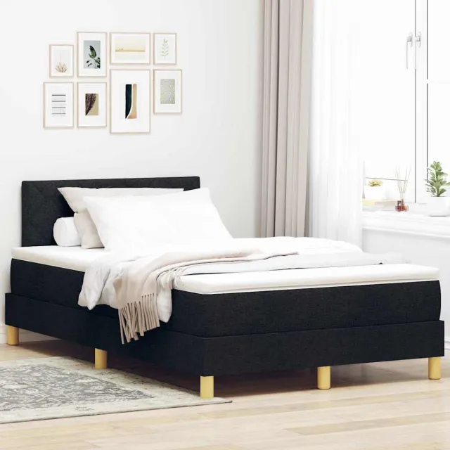 vidaXL Boxspringbed met kussen met hoofdeinde Blauw 120 x 200 cm Stof Marineblauw