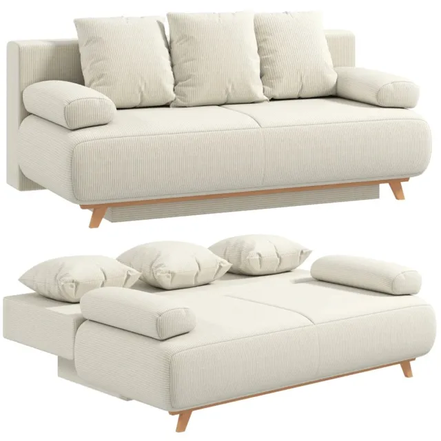 ZYLARO Slaapbank Met Verstelbare Rugleuning - Bedfunctie - Verborgen Opbergruimte - Corduroy Hoes - Beige