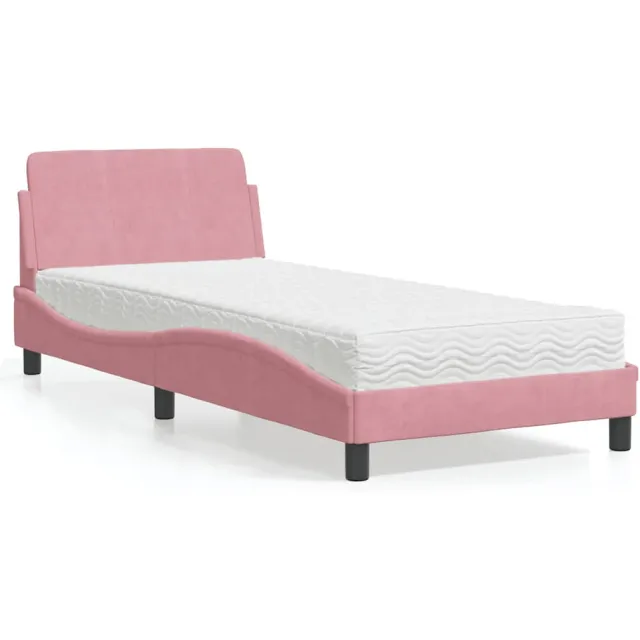 vidaXL Bed met matras "Dover" fluweel roze 80x200 cm