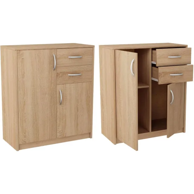 Meble Bestseller 2D2S Serie - Kommode - Dubbeldelige Deuren - Twee Lades - Dąb Sonoma