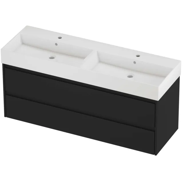 Proline Zara Badmeubelset Porselein Loft Dubbel 140x46x65 cm Glans Wit Mat Zwart