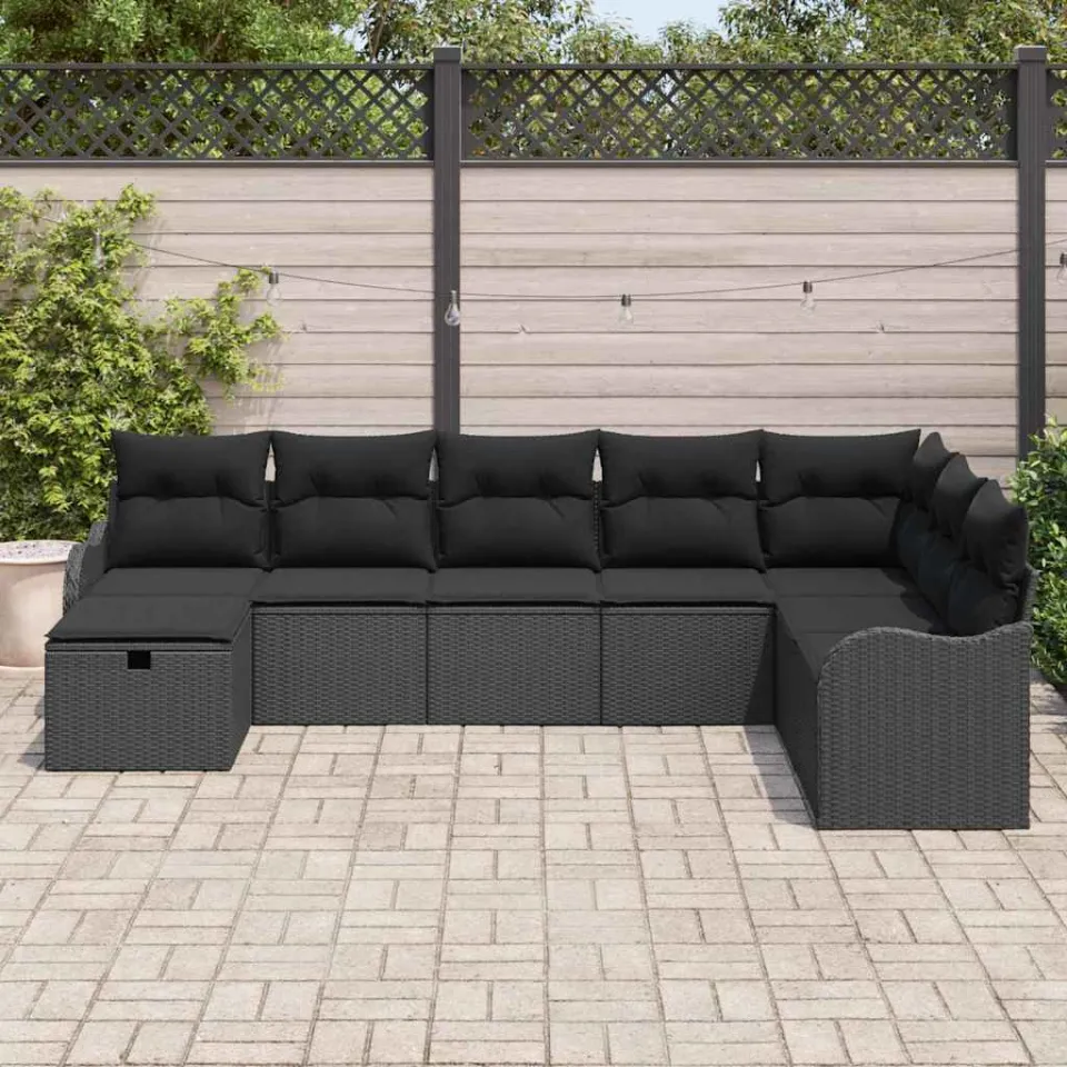vidaXL Tuin Sofa Set 8 st Zwart poly rattan, foto 3