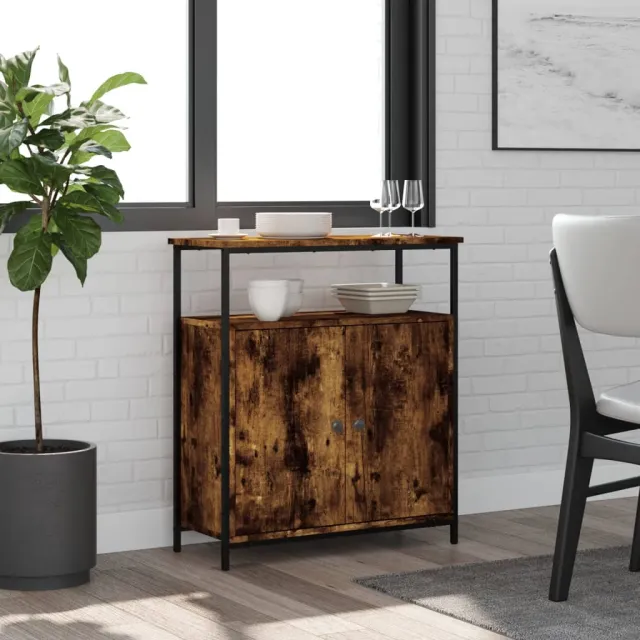 vidaXL Dressoir 70x30x80 cm bewerkt hout gerookt eikenkleurig, foto 2