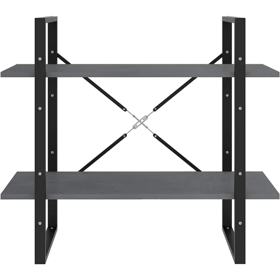 vidaXL Boekenkast met 2 schappen 80x30x70 cm massief grenenhout grijs, foto 4