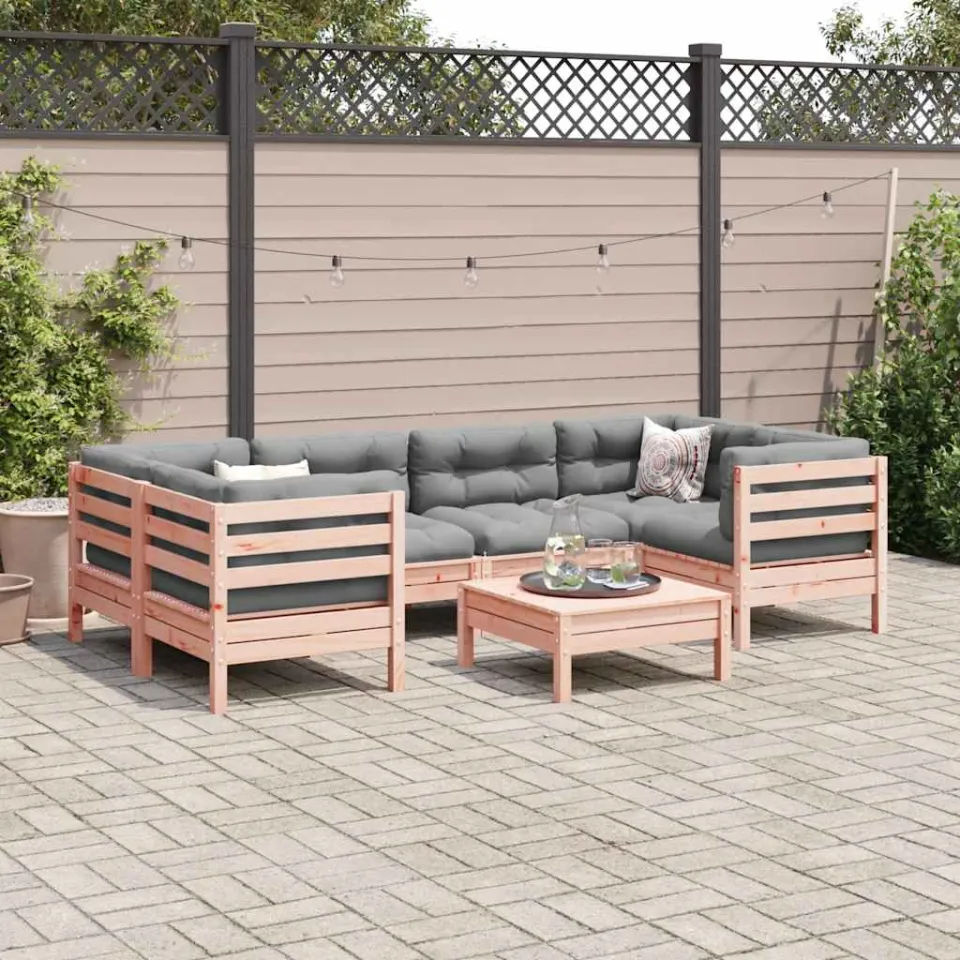 vidaXL 7-delige Loungeset met kussens massief douglas vurenhout bruin, foto 2
