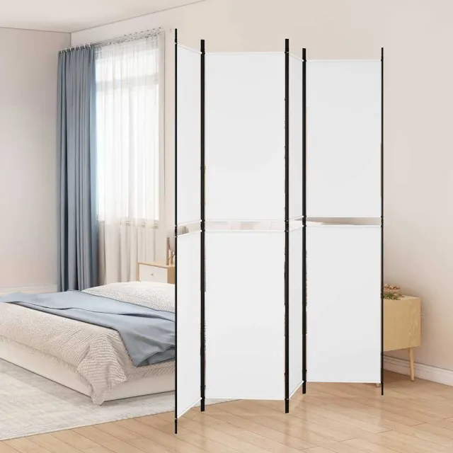 vidaXL Kamerscherm met 4 panelen 200x220 cm stof wit, foto 2