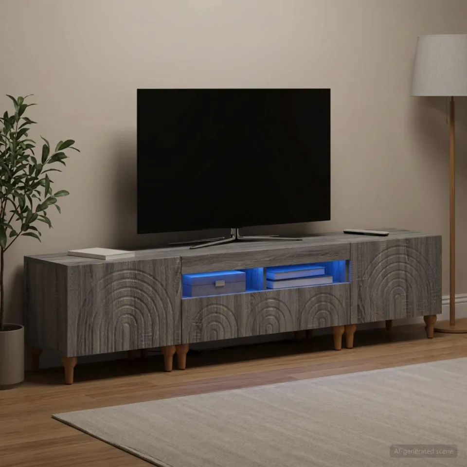 vidaXL 3-delige LED TV-kast Grijs Sonoma Bewerkt hout, foto 3