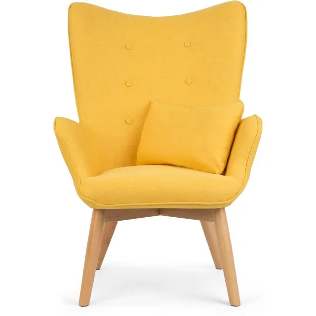 Sofotel Norse Fauteuil "Oorfauteuil" met Voetenbank – Geel / Mosterd