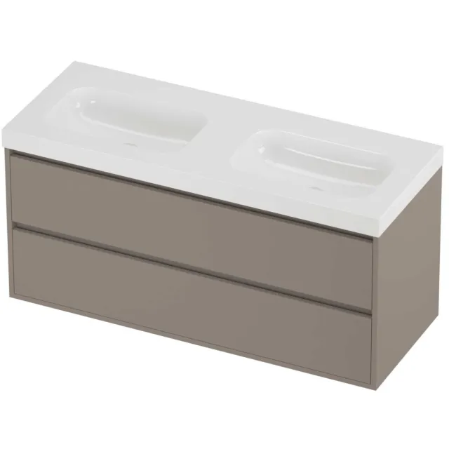 Proline Haga Badmeubelset Polystone Mezza Greeploos 120x46x58 cm Glans Wit Clay Beige