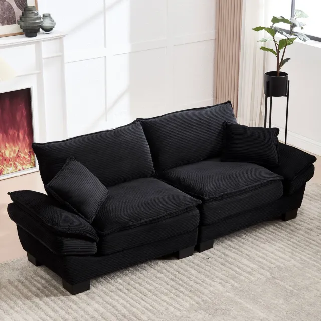 Clruro Bankstel - 2-zits - Modern Dubbel Sofa - Kuschlig en Ruim Design - Textiel - Zwart