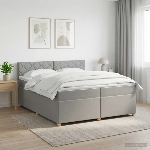 vidaXL Boxspringbed met matras Lichtgrijs 200 x 200 cm Stof