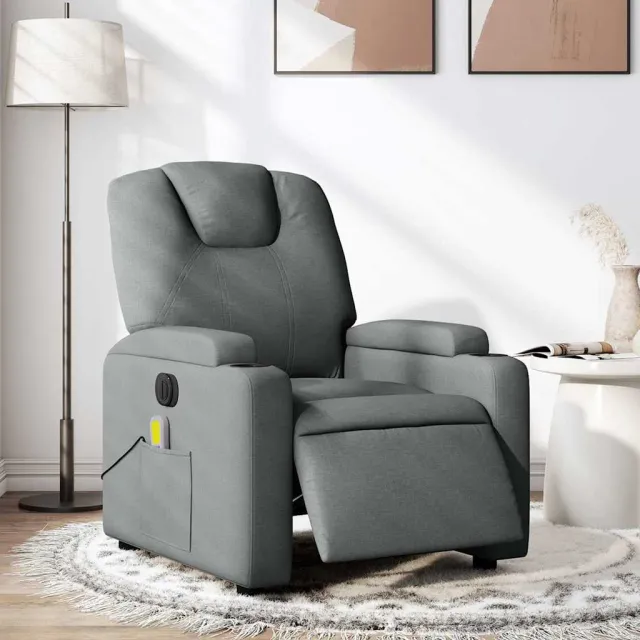 vidaXL Massagestoel elektrisch verstelbaar stof donkergrijs