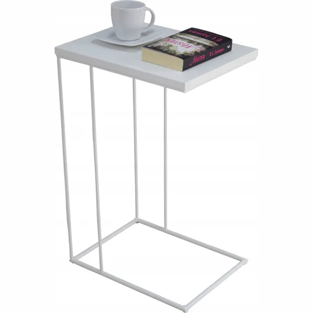 FutuStal Serie - Stalen Bijzettafel - Biały Mat Blad - Rechthoekig - 62 cm Wit