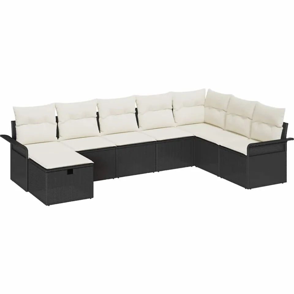 vidaXL Tuin Sofa Set 8 st Poly riet Zwart