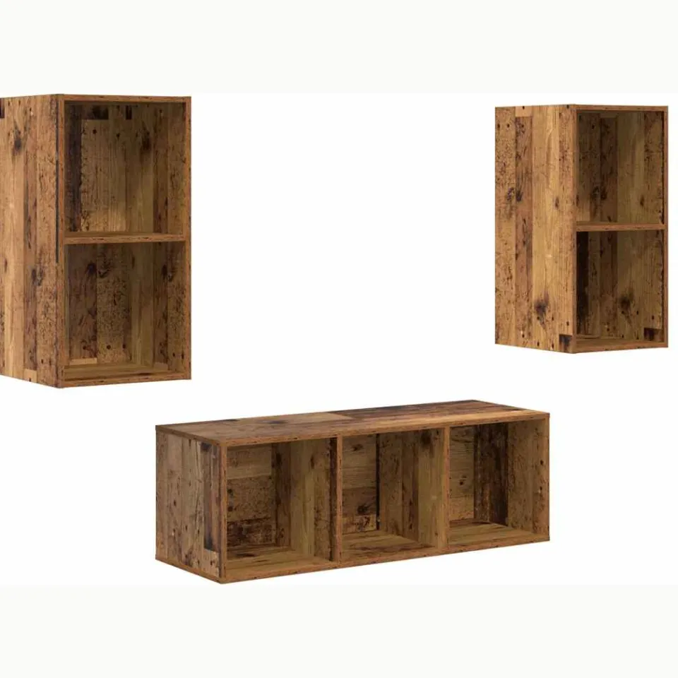 vidaXL Tv-meubelset 3 st 37 x 37 x 107 cm Oud Hout Bruin