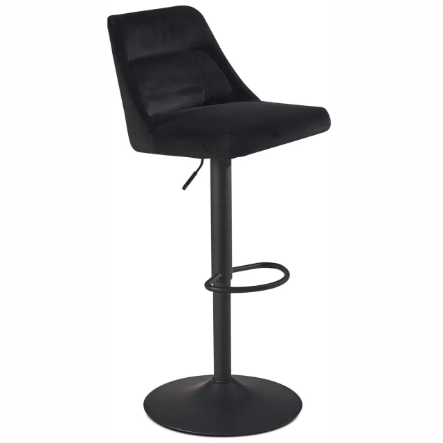 Cosmo Casa Barkruk - Zwart fluweel - Verstelbaar - Zithoogte 84 cm