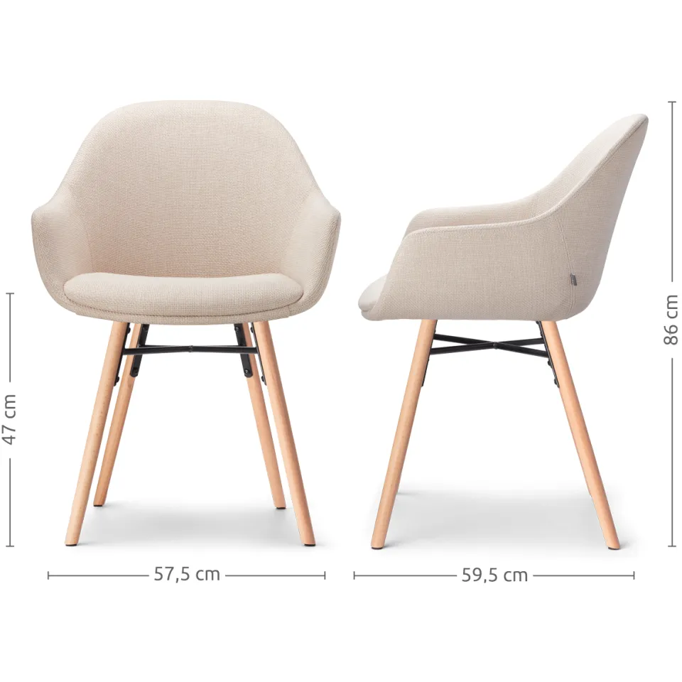 Nolon Nena-Mae eetkamerstoel beige - houten onderstel, foto 3