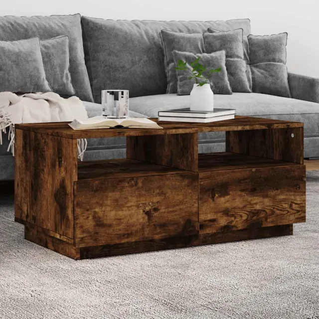 vidaXL Salontafel met LED-verlichting 90x49x40 cm gerookt eikenkleurig, foto 2
