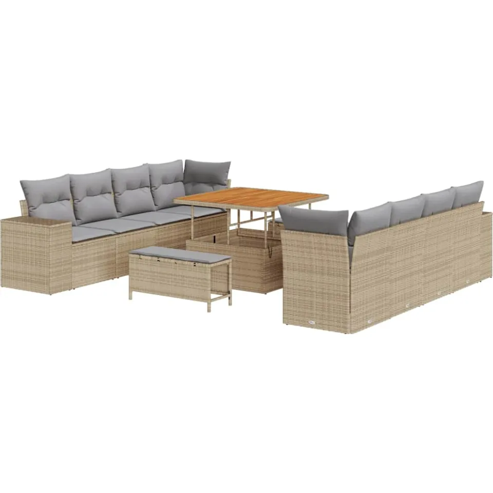 vidaXL Tuin Sofa Set 11 st Beige poly rattan, foto 4