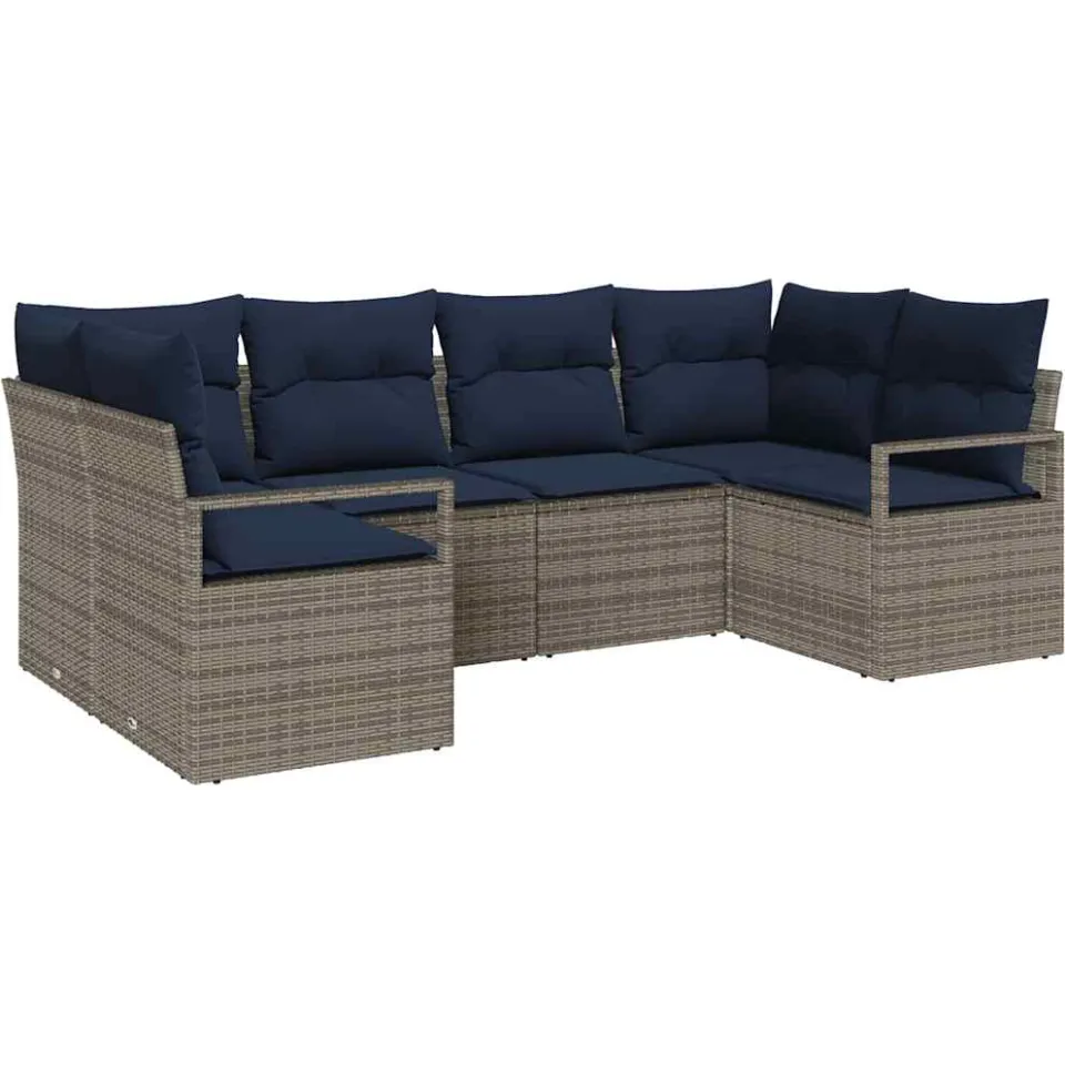 vidaXL Bankstel 6 st Grijs [Synthetisch]: Poly Rattan