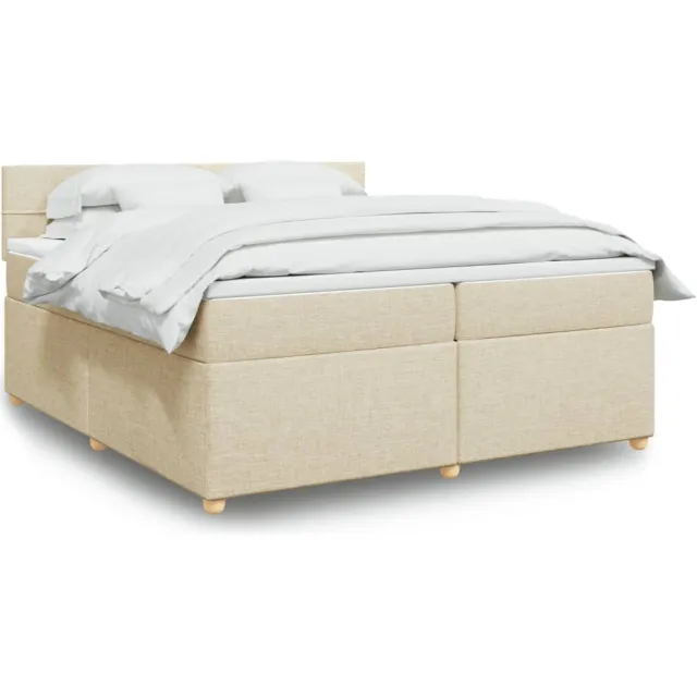 vidaXL Boxspring met matras stof crèmekleurig 200x200 cm