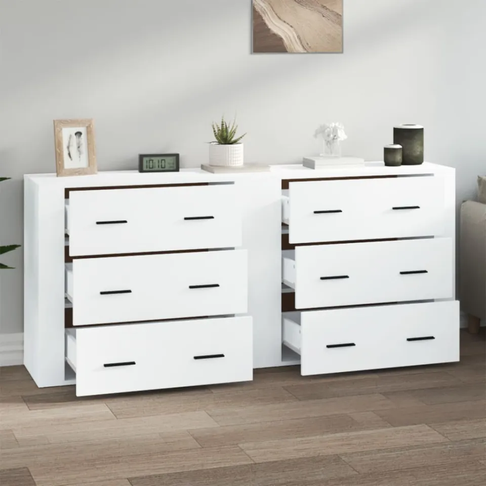 vidaXL Dressoirs 2 st bewerkt hout wit, foto 3