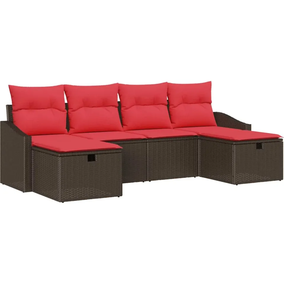 vidaXL Tuin Sofa Set 6 st poly rattan Beige