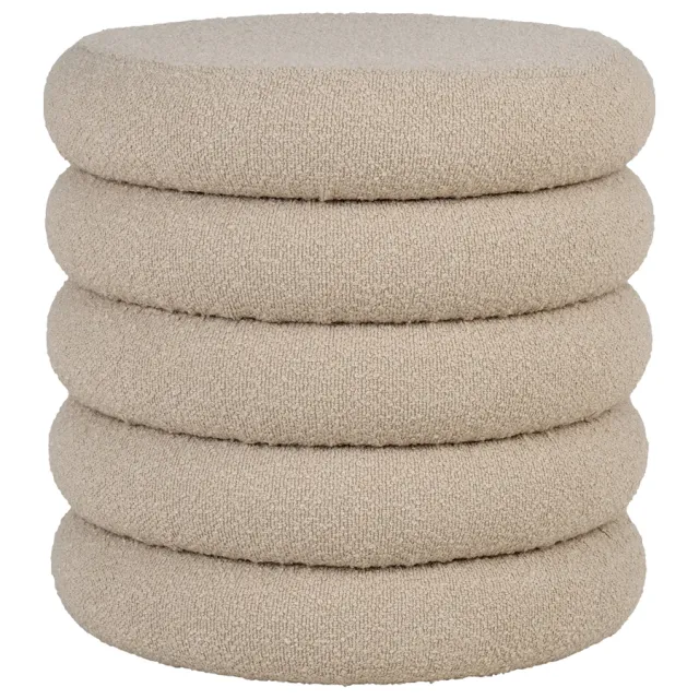 Artichok Willemijn poef bouclé beige - met opbergruimte - Ø 44 cm