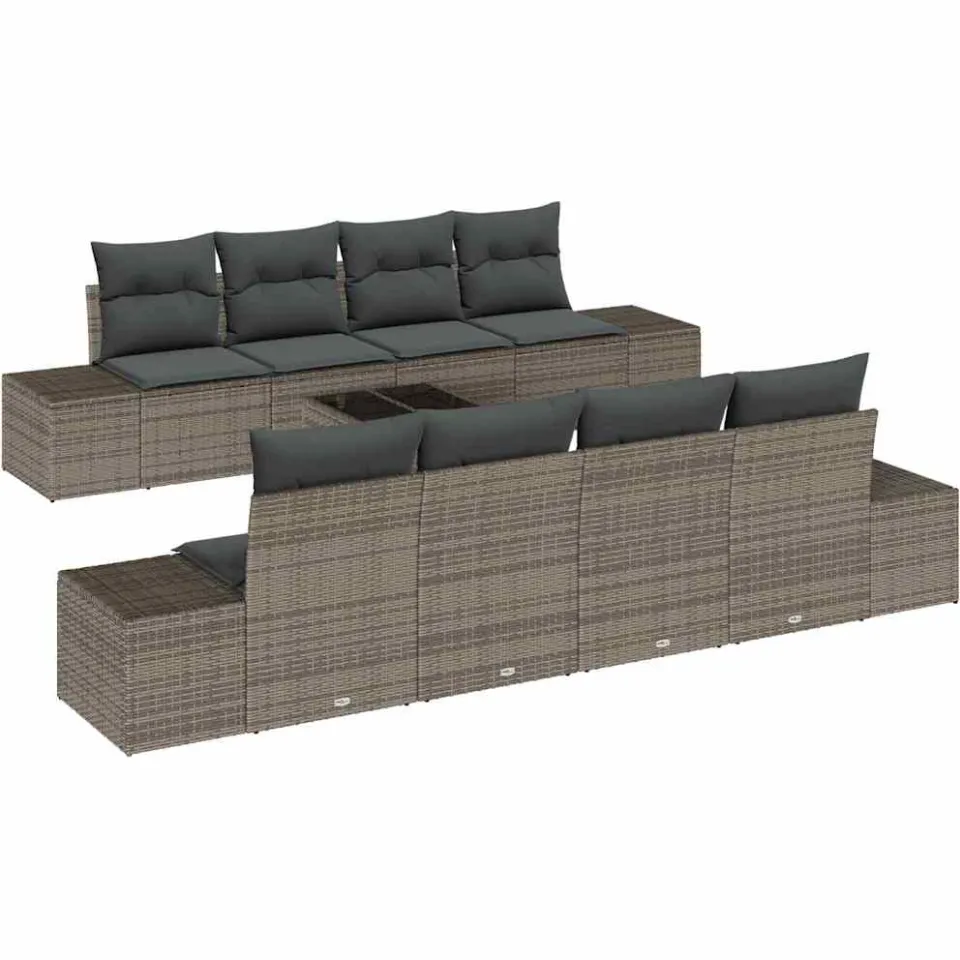 vidaXL Tuin Sofa Set 8 st Grijs poly rattan