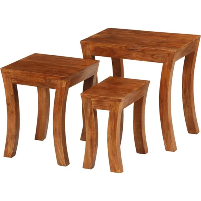 vidaXL 3-delige - Tafeltjesset - 50x35x50 - cm - massief - acaciahout - bruin