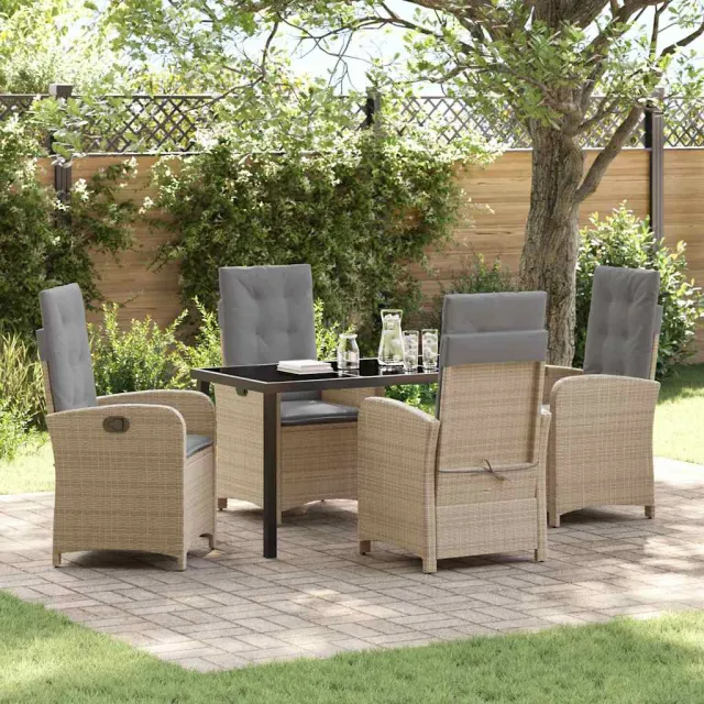 vidaXL Tuin eettafelset 5 st Beige poly rattan