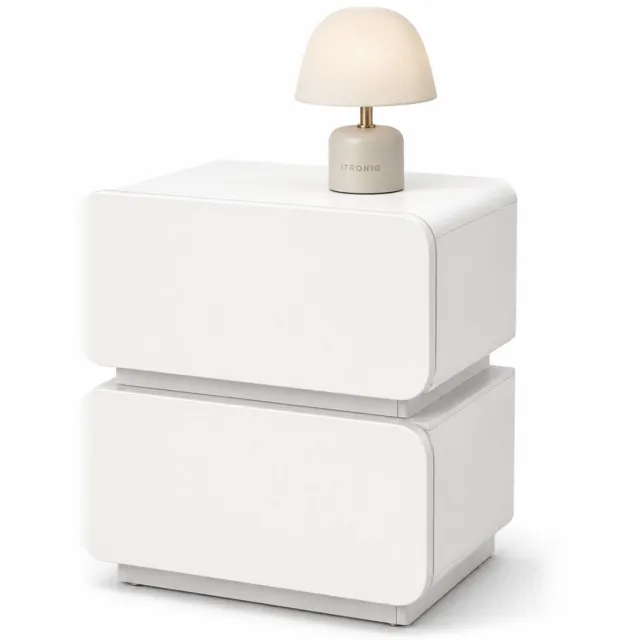 ITRONIQ Nachtkastje 40x35x46 CM - Modern Nachtkastje Slaapkamer - Compact Tafeltje Naast Bed - MDF Bijzettafel - Opbergtafel - Wit