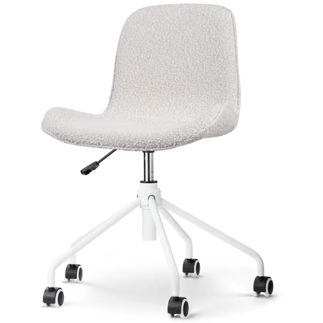 Nolon Nout-Fé bureaustoel bouclé beige - wit onderstel